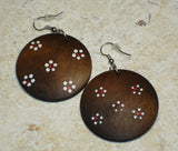 Wooden hand painted round earrings