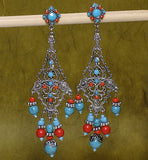 Western Southwest Red Turquoise Dangle women Earrings