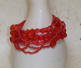 Red multistrands stretch fashion bracelet