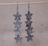 Grey Stars Dangling Earrings