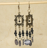 Bronze black grey dangling earrings
