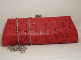 Red Leather Clutch Handbag