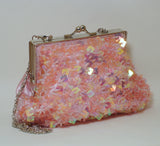 Pink Sequins Beaded Clutch Handbag