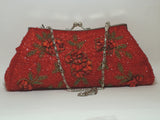 Red Beaded Clutch Handbag