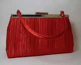 Red Pleated Dress Clutch Handbag