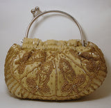 Gold Beaded Clutch Round Handbag