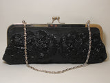 Black elongated Beaded Clutch Handbag