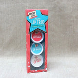 Dirty Works Luxe Lip Trio 3 Luscious Lip Balms .35oz Cherry,Watermelon & Coconut