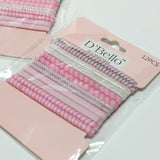 Elastic Ponytail Hair Ties 12 Pcs Ponytailers Pink White Shades Shimmer Lot of 2