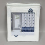 Envogue Shower Curtain Blue and White 100% cotton 72x72