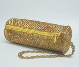 Bijoux Terner Gold Beaded Wrist Clutch Bag Small