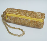 Bijoux Terner Gold Beaded Wrist Clutch Bag Small