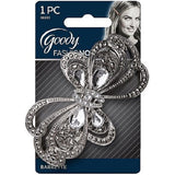 Goody Hair Barrette Fashionow Metal Butterfly Clip Faux Diamonds Gems Silver