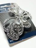 Goody Hair Barrette Fashionow Metal Butterfly Clip Faux Diamonds Gems Silver