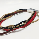Goody Ouchless Elastic Headband 5 PCS Beige Black Brown Red Leopard Headbands