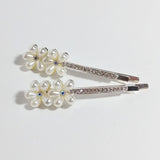 Hair Clips Bobby Pin Rhinestones Crystal Sparkly Silver Pearls Bridal Flower