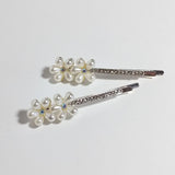 Hair Clips Bobby Pin Rhinestones Crystal Sparkly Silver Pearls Bridal Flower