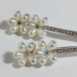 Hair Clips Bobby Pin Rhinestones Crystal Sparkly Silver Pearls Bridal Flower