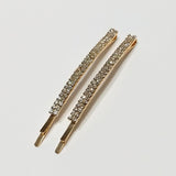 Hair Clips Bobby Pins Rhinestones Crystal Sparkly Gold Color Bridal 2 PCS Large
