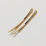 Hair Clips Bobby Pins Rhinestones Crystal Sparkly Gold Color Bridal 2 PCS Large