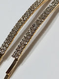 Hair Clips Bobby Pins Rhinestones Crystal Sparkly Gold Color Bridal 2 PCS Large