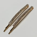 Hair Clips Bobby Pins Rhinestones Crystal Sparkly Gold Color Bridal 2 PCS Large