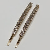 Hair Clips Bobby Pins Rhinestones Crystal Sparkly Gold Color Bridal 2 PCS Large
