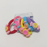 Hair Ties Elastic Seamless Band Ponytailers Candy Buttons Ponytail Girls 6 Pcs