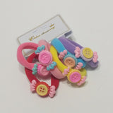 Hair Ties Elastic Seamless Band Ponytailers Candy Buttons Ponytail Girls 6 Pcs