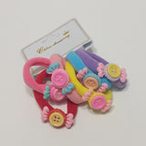 Hair Ties Elastic Seamless Band Ponytailers Candy Buttons Ponytail Girls 6 Pcs