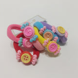 Hair Ties Elastic Seamless Band Ponytailers Candy Buttons Ponytail Girls 6 Pcs