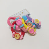 Hair Ties Elastic Seamless Band Ponytailers Candy Buttons Ponytail Girls 6 Pcs
