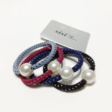 Hair Ties Elastic Seamless Ponytailers Black Red Blue Large Pearl Ponytail 4Pcs