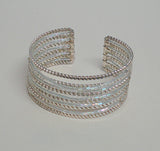 Beaded Metallic White bangle bracelet