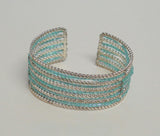 Beaded Metallic Blue bangle bracelet