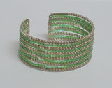 Beaded Metallic green bangle bracelet