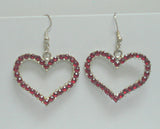 Red Crystal Open Heart Women Earrings
