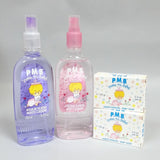 Lot of 2 P.M.B. Para Mi Bebe 8.3 oz Spray Cologne Violet Pink & 2 Baby Soap Bars