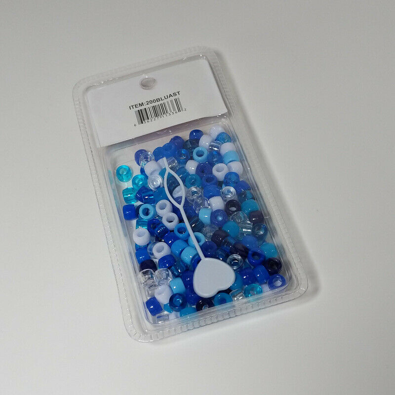 Magic Round Hair Beads Multicolor Blue For Braids/Pony with small Braider 3-Pack