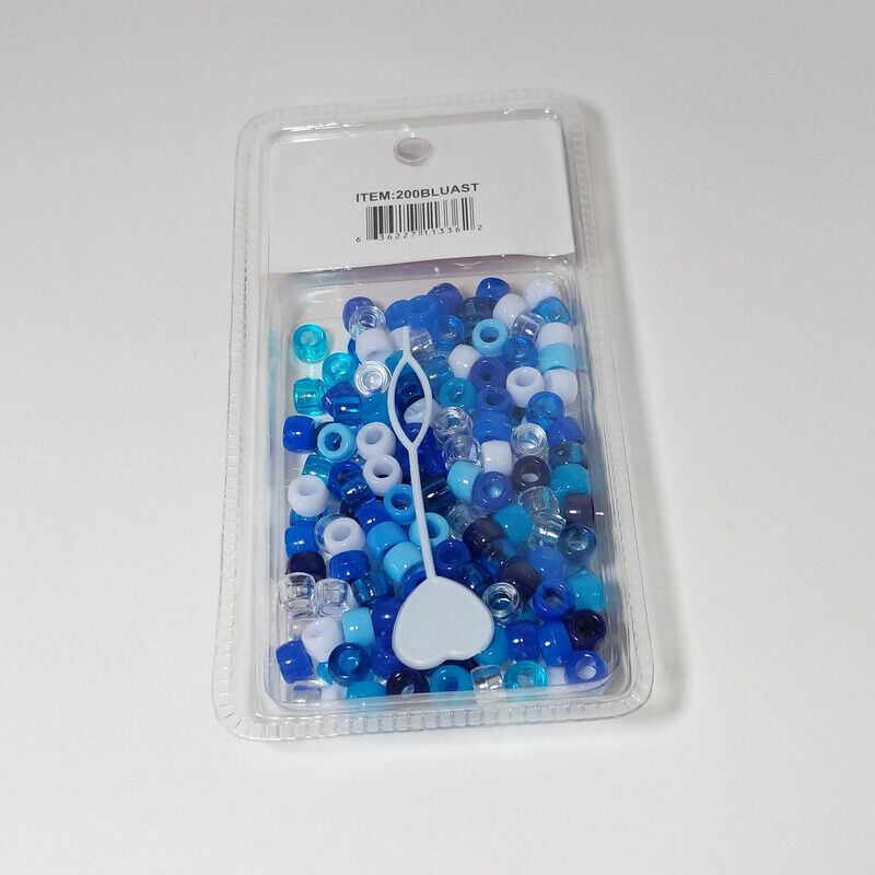Magic Round Hair Beads Multicolor Blue For Braids/Pony with small Braider 3-Pack