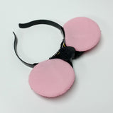 Multicolor Light Up Flashing Mouse Ears Headband Pink Ears & Black Bow