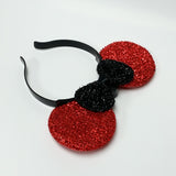 Multicolor Light Up Flashing Mouse Ears Headband Red Ears & Black Bow