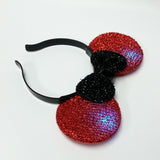Multicolor Light Up Flashing Mouse Ears Headband Red Ears & Black Bow