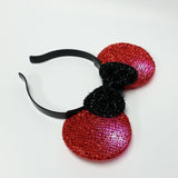 Multicolor Light Up Flashing Mouse Ears Headband Red Ears & Black Bow