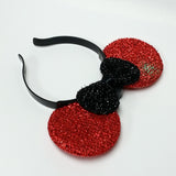 Multicolor Light Up Flashing Mouse Ears Headband Red Ears & Black Bow
