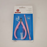 Mundial 168-FL Flex Cuticle Nipper & Double nail Spatula Pink Color