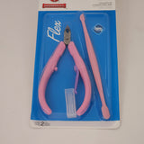 Mundial 168-FL Flex Cuticle Nipper & Double nail Spatula Pink Color