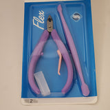 Mundial 168-FL Flex Cuticle Nipper & Double nail Spatula Purple Color