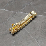 Pearl Hair Clip Barrette Bridal Hair Accessory Rhinestones Gold Color - Set of 2