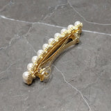 Pearl Hair Clip Barrette Bridal Hair Accessory Rhinestones Gold Color - Set of 2